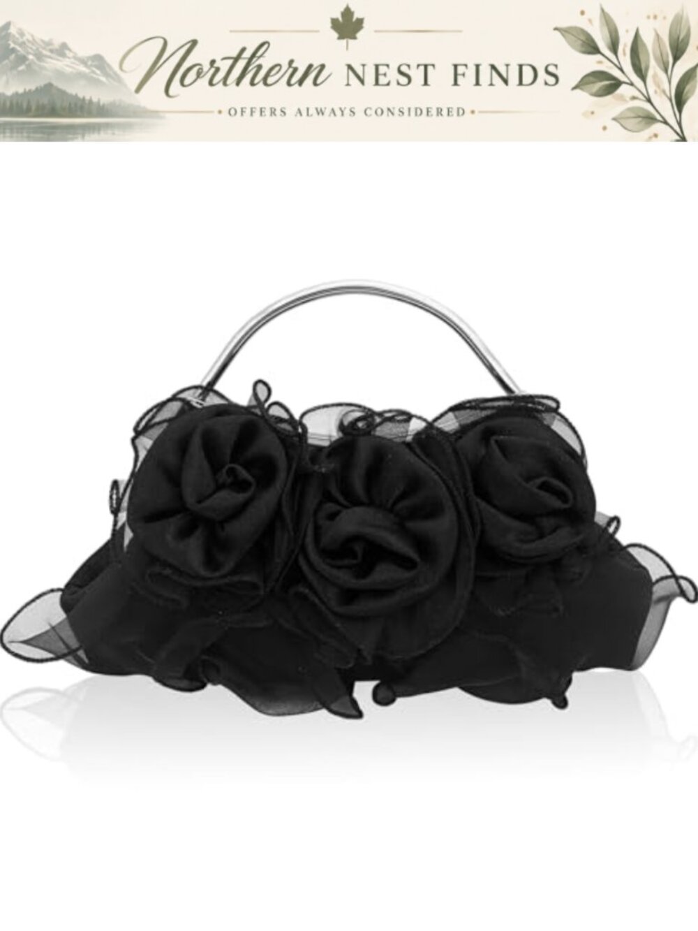 Satin Floral Clutch Purse Detachable Chain Evening Bag for Wedding